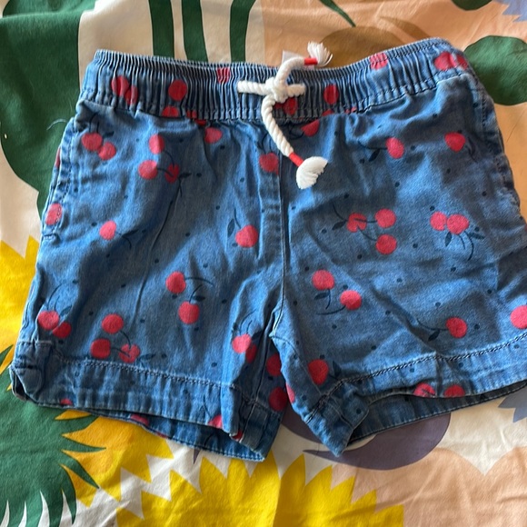 Oshkosh Girls Cherry Denim Embroidered Midi Shorts - Medium Wash
